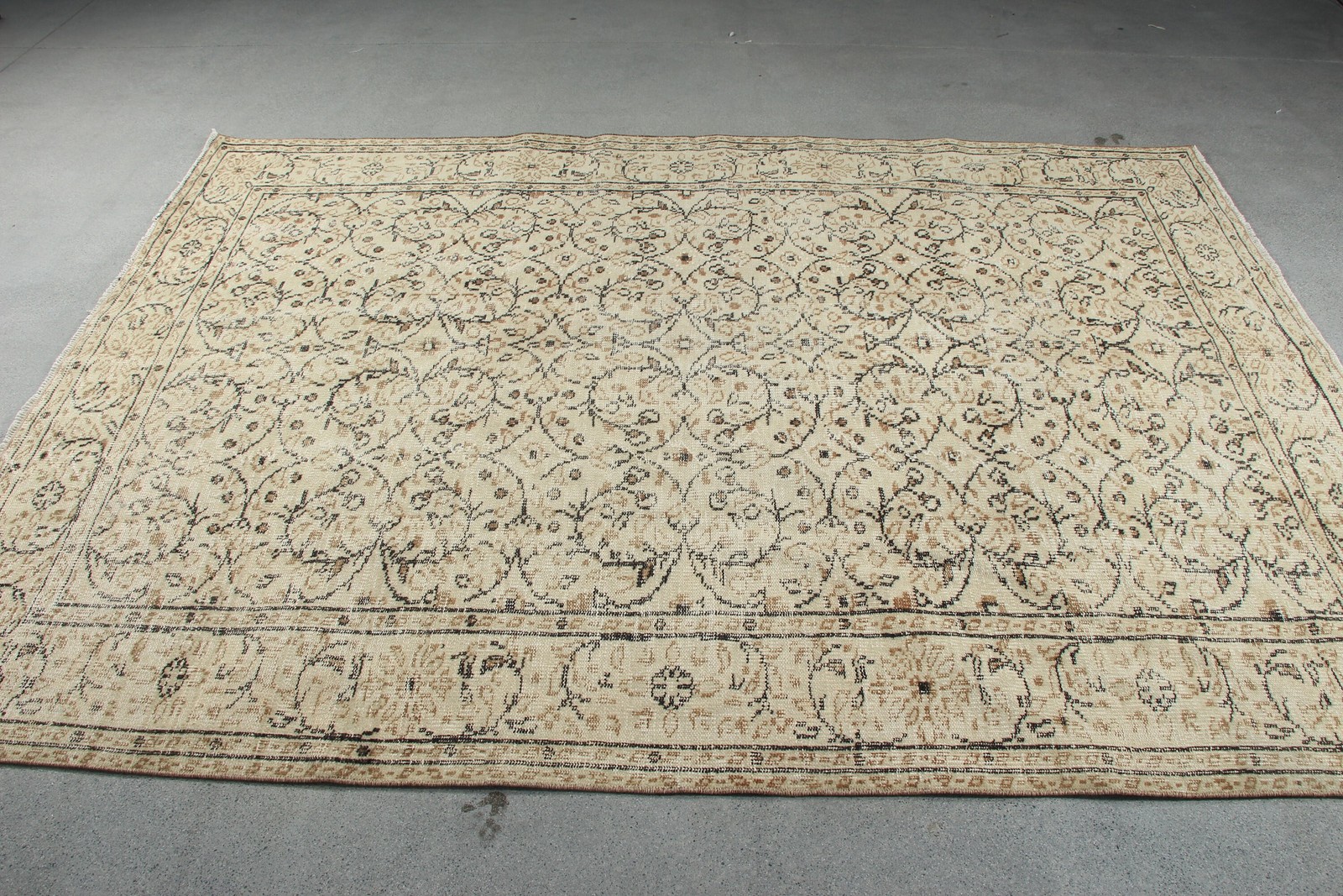 6,1×8,3 ft Vintage Rug, Turkish Large Rug, Beige Brown Camouflage Rug