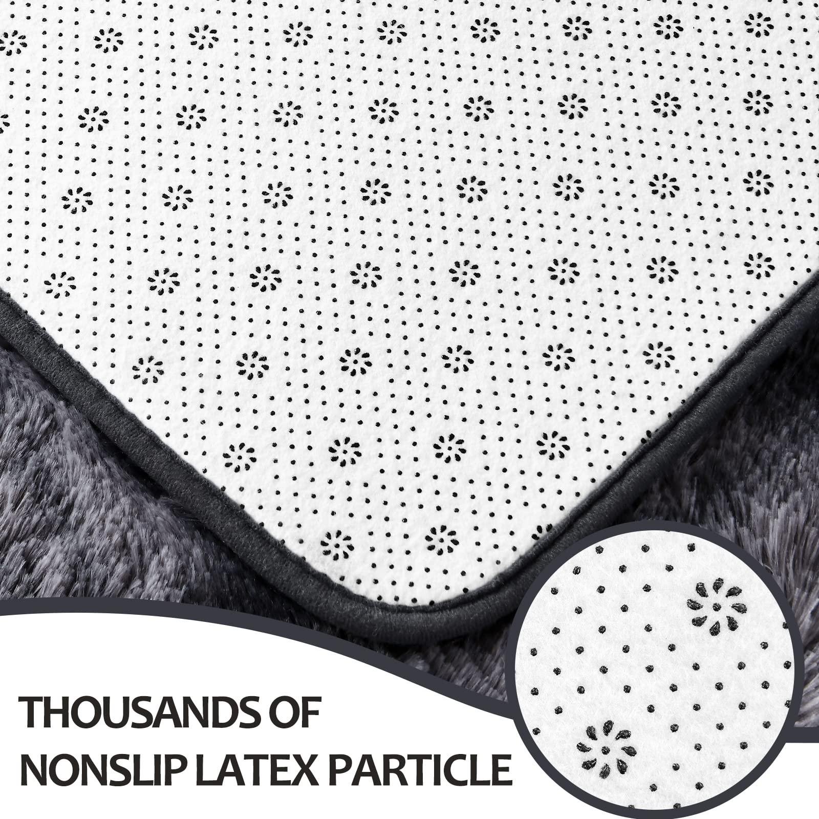 Hutha 5×7 Large Washable Area Rugs for Living Room Tie-Dyed Dark Grey Non-Slip