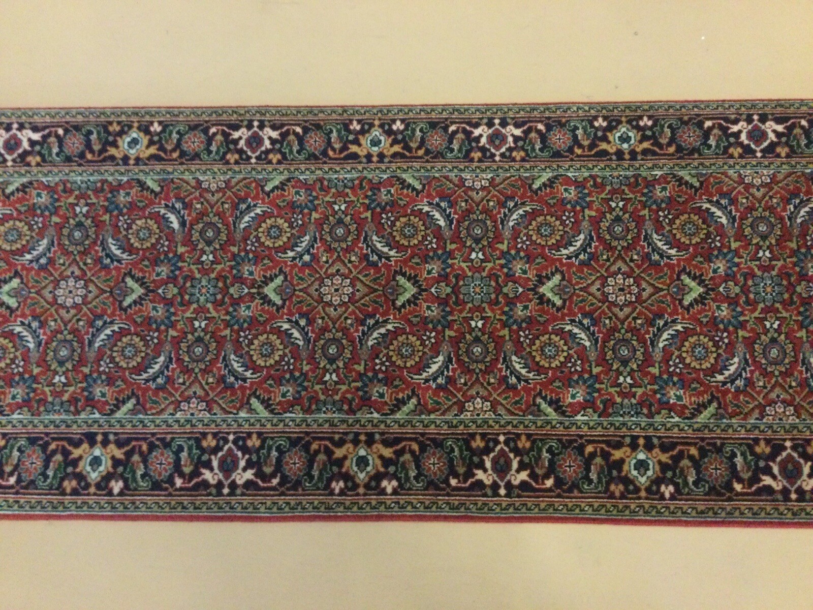 2’ X 8’ Rust Navy Blue Geometric Hand Knotted Oriental Rug Short Narrow Runner