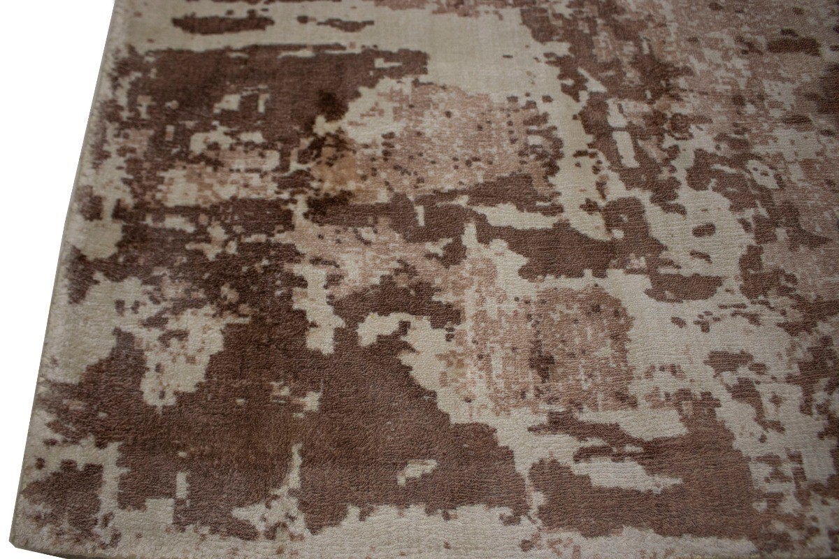 Brown Distressed Floral Design 4X6 Hand-Loomed Modern Rug Carpet