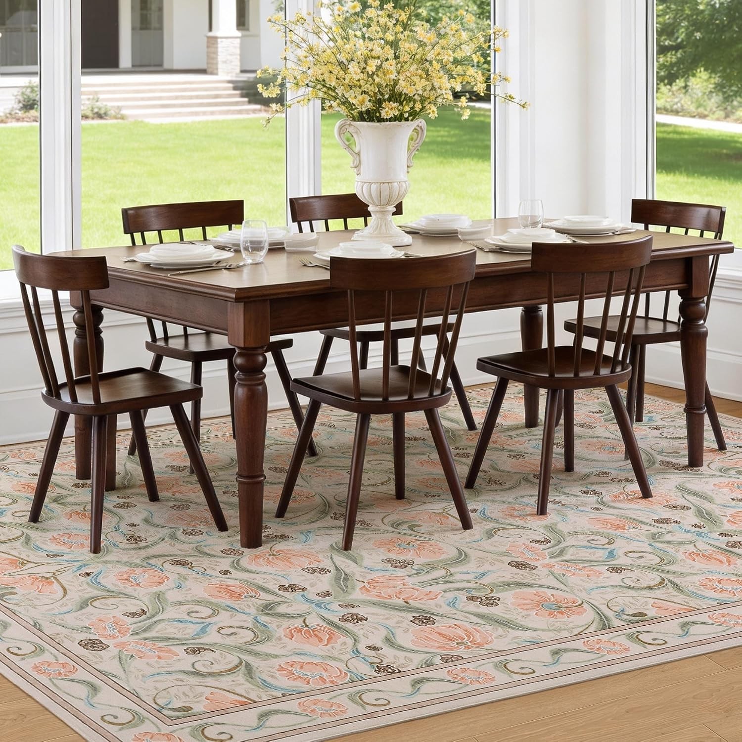 Boho Vintage Washable Area Rug Non Slip Living Dining Bedroom Entryway Kitchen