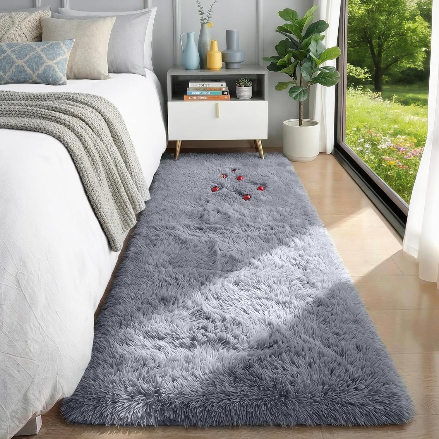 Super Soft Runner Rugs for Hallway 2×6 Ft,Grey Fluffy Rug Home Decor Aesthetic
