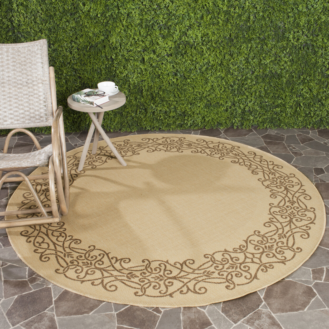 SAFAVIEH Outdoor CY1588-3001 Courtyard Natural / Brown Rug