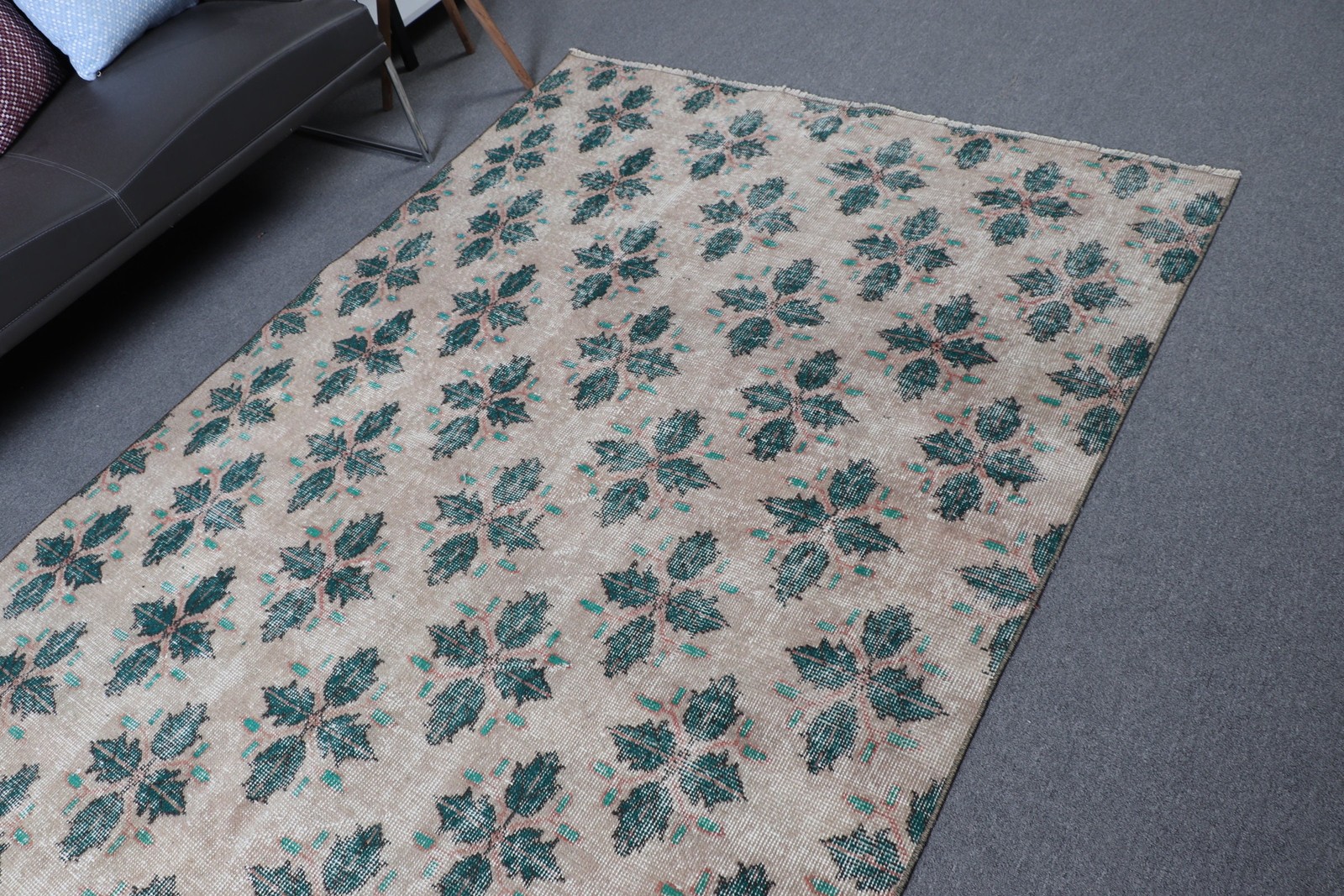5,2×9 ft Vintage Rug, Large Turkish Rug, Blue Floral Rug
