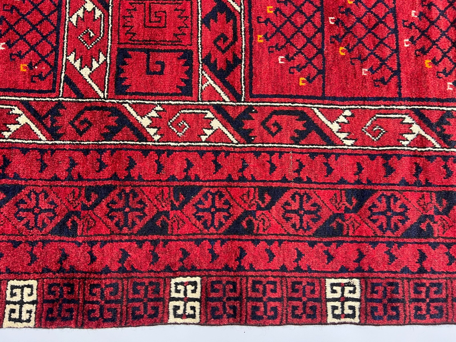 5×7 Turkoman Rug Hand-Knotted Afghan Wool Carpet with Tribal Compartment Design
