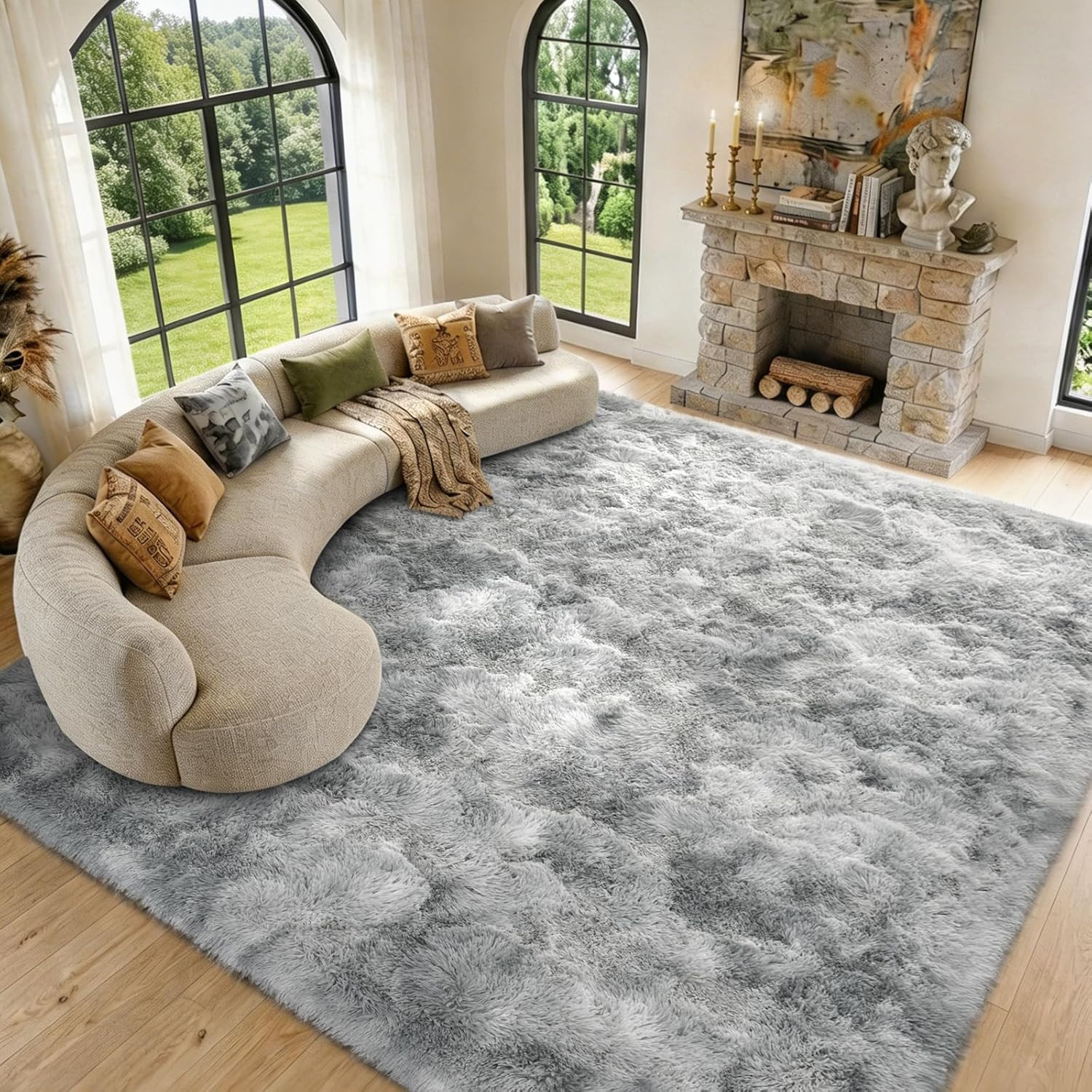 9X12 Extra Large Area Rugs for Living Room, Shaggy Non-Slip Tie-Dyed Rugs for Be