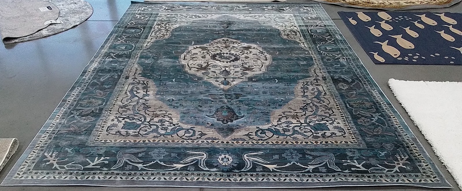 TURQUOISE BEIGE 9′-0″ x 12′-0″ Back Stain Rug Reduced Price 1172783510 LUX342K-9