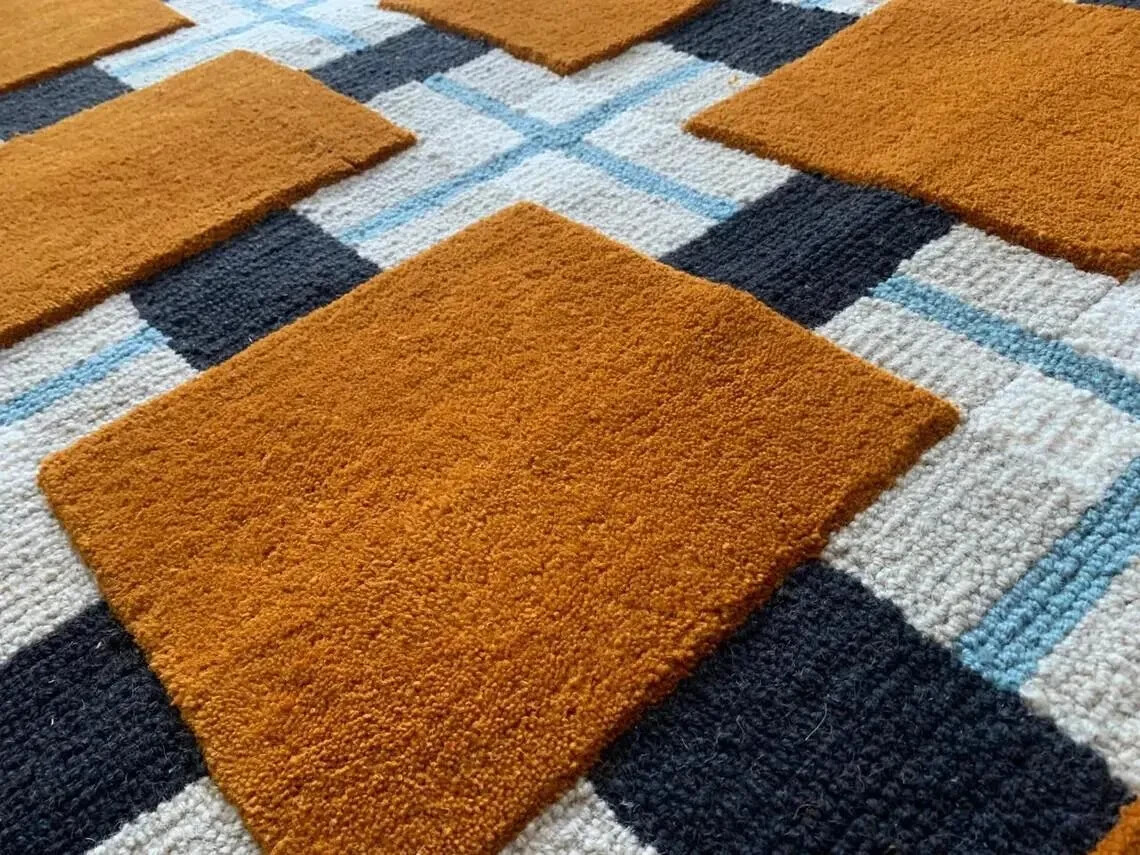 Rug Hand-Tufted High low cut pile Camel Nz Wool Area Rug Living Room office