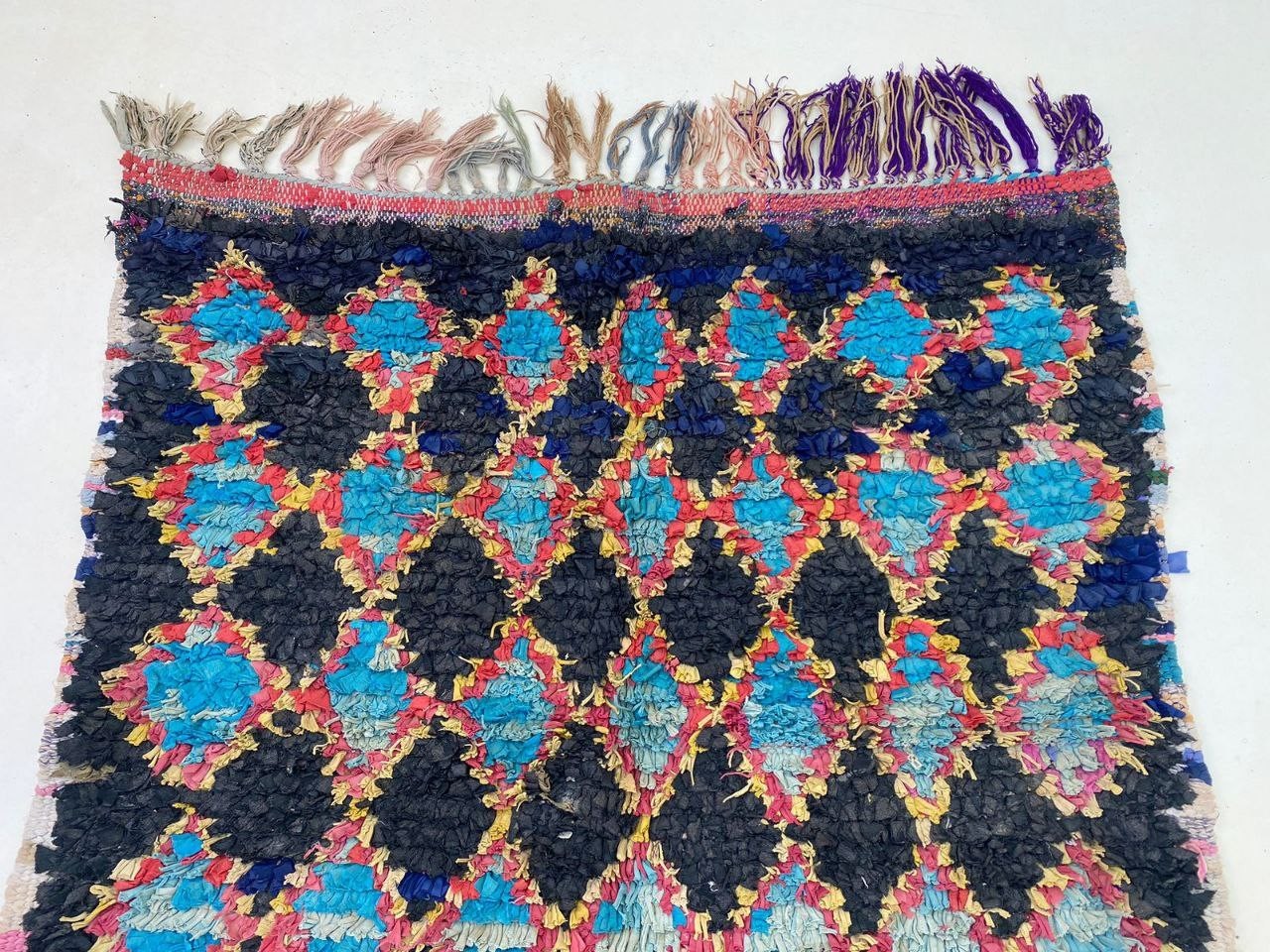 Moroccan Rug Handmade Boucherouite 3’9×7’8 ft Vintage Berber Unique Tribal Rug