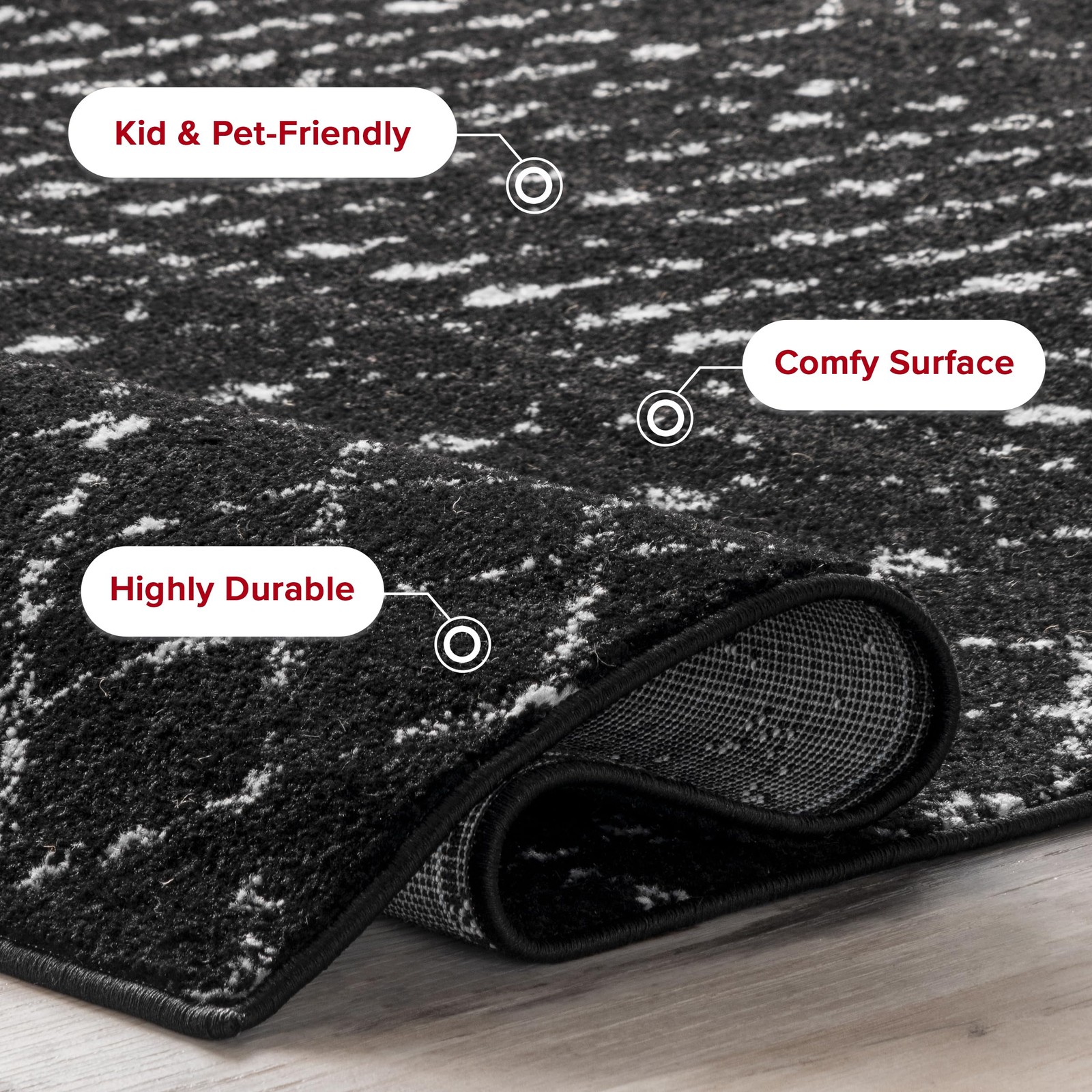 nuLOOM Moroccan Blythe Area Rug, 4′ x 6′, Black and White