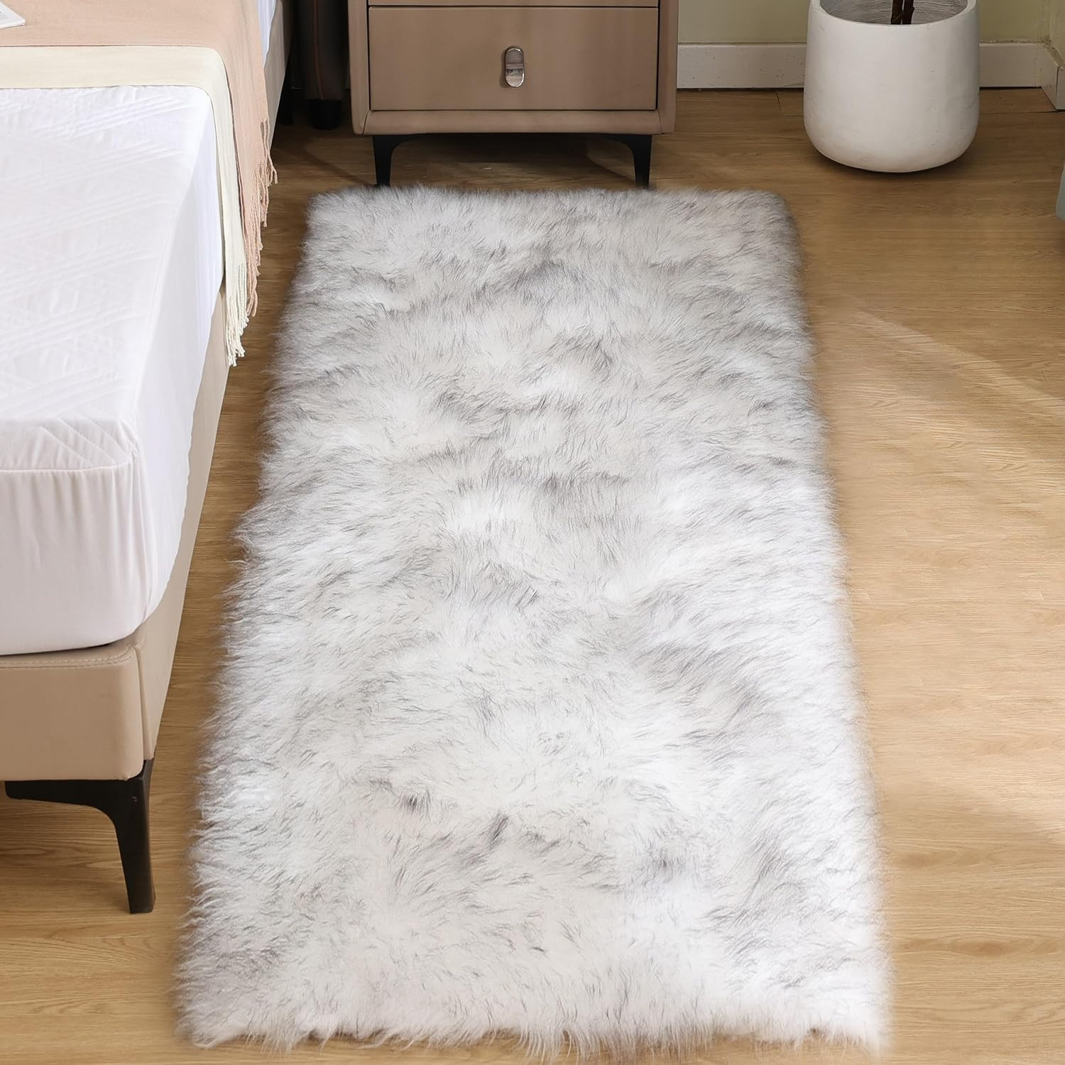 Pink Fur Rug for Bedroom Sheepskin Rug 2X6 Fluffy Runner Rug Dorm Fuzzy Furry Cu