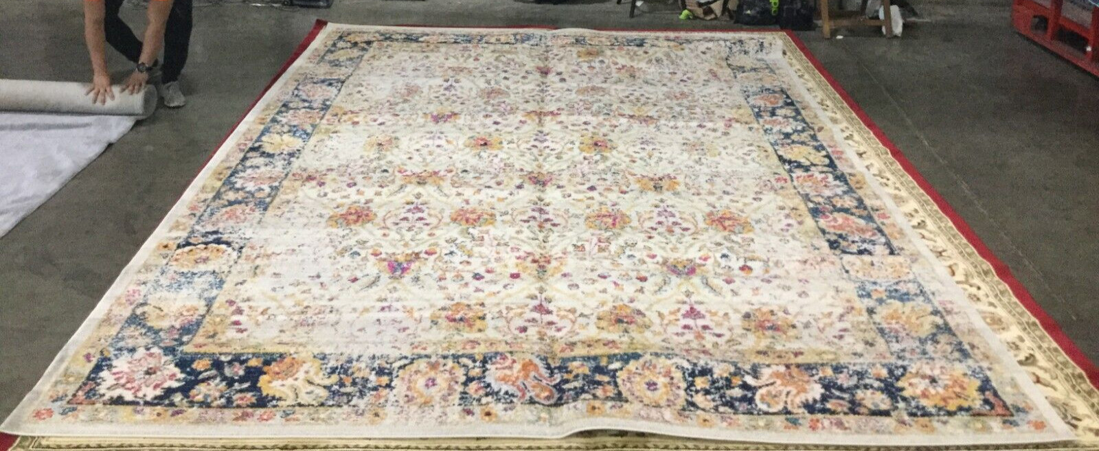 CREAM / NAVY 10′ X 14′ Stained Rug, Reduce price 1172637802 MAD609D-10