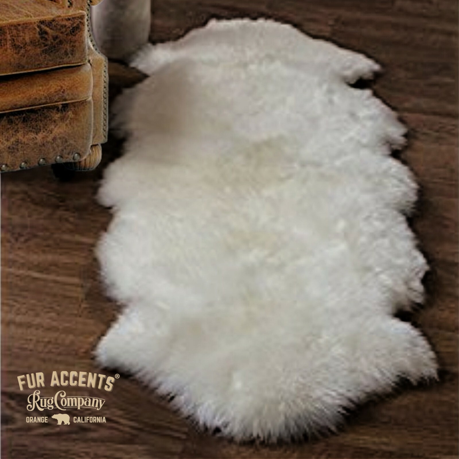 Classic Sheepskin Area Rug – Faux Fur – Double Design – White FUR ACCENTS