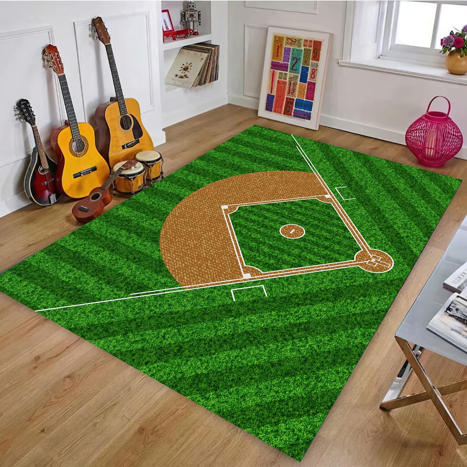Osimiccp Baseball Rug for Bedroom 3’x5′ Non 3′ x 5′ (Rectangular), Baseball_1