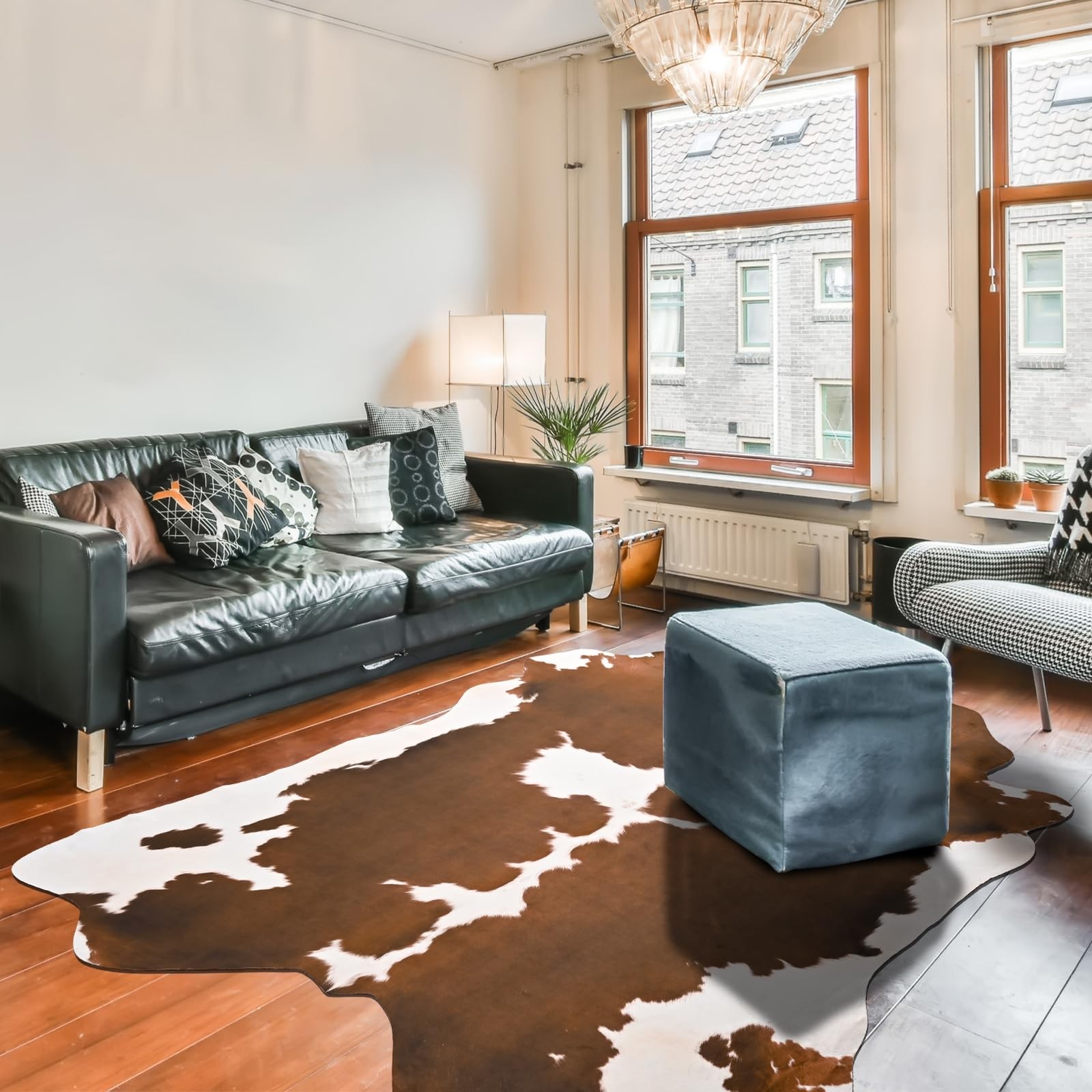 Faux Cowhide Rug 4 x 3 Feet, Medium Cow Rug Thickened Cow Print Rug, Non-Slip…