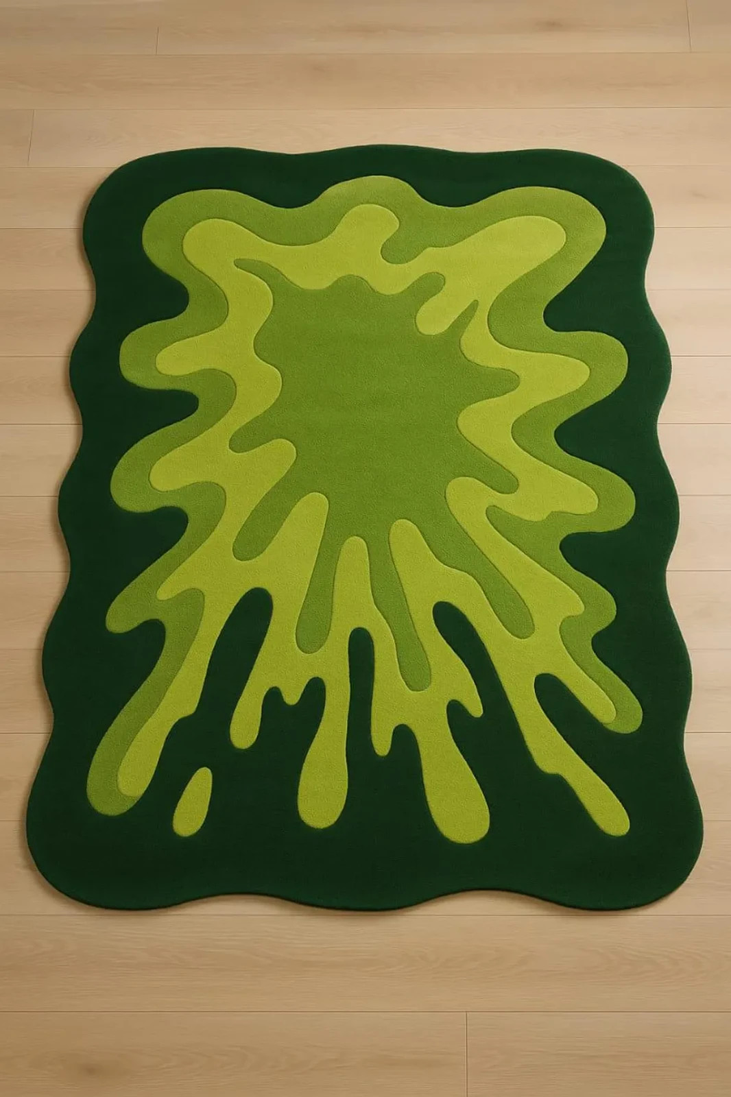 Hand Tufted Abstract Rug, Organic Wavy Area Rug, Modern Moss Shape Carpet.
