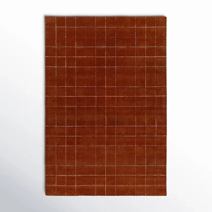 Hand Tufted Modern Organic Rugs, Living Room area Luxurious Rust Carpet