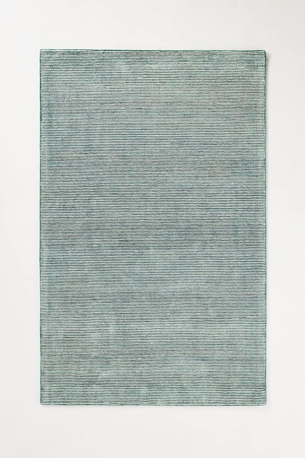 Luxurious Hand-Tufted Wool Silk Rug Lucy Striped Modern Green Stripes Area Carpe