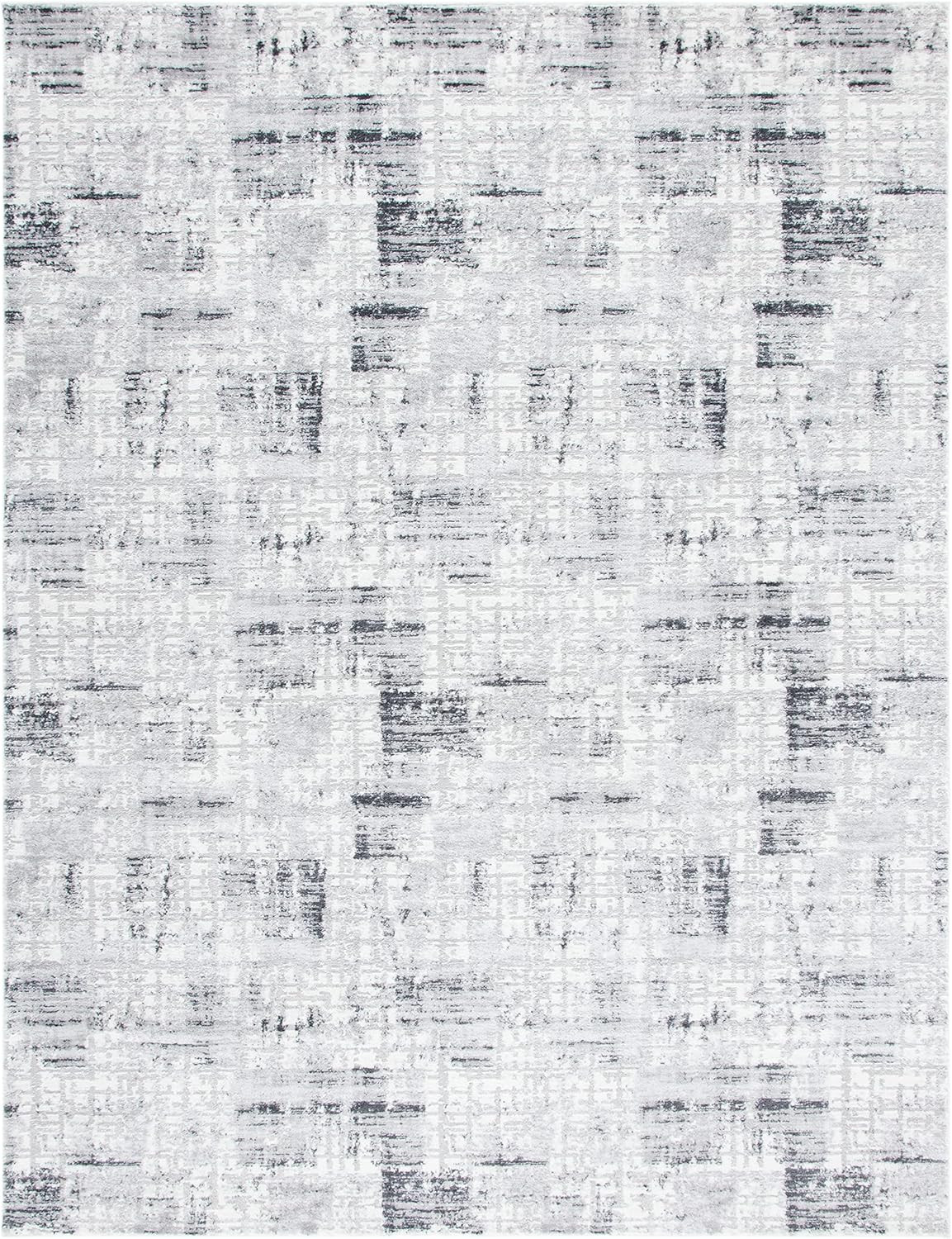 Amelia 9′ x 12′ Modern Abstract Area Rug, Grey & Charcoal