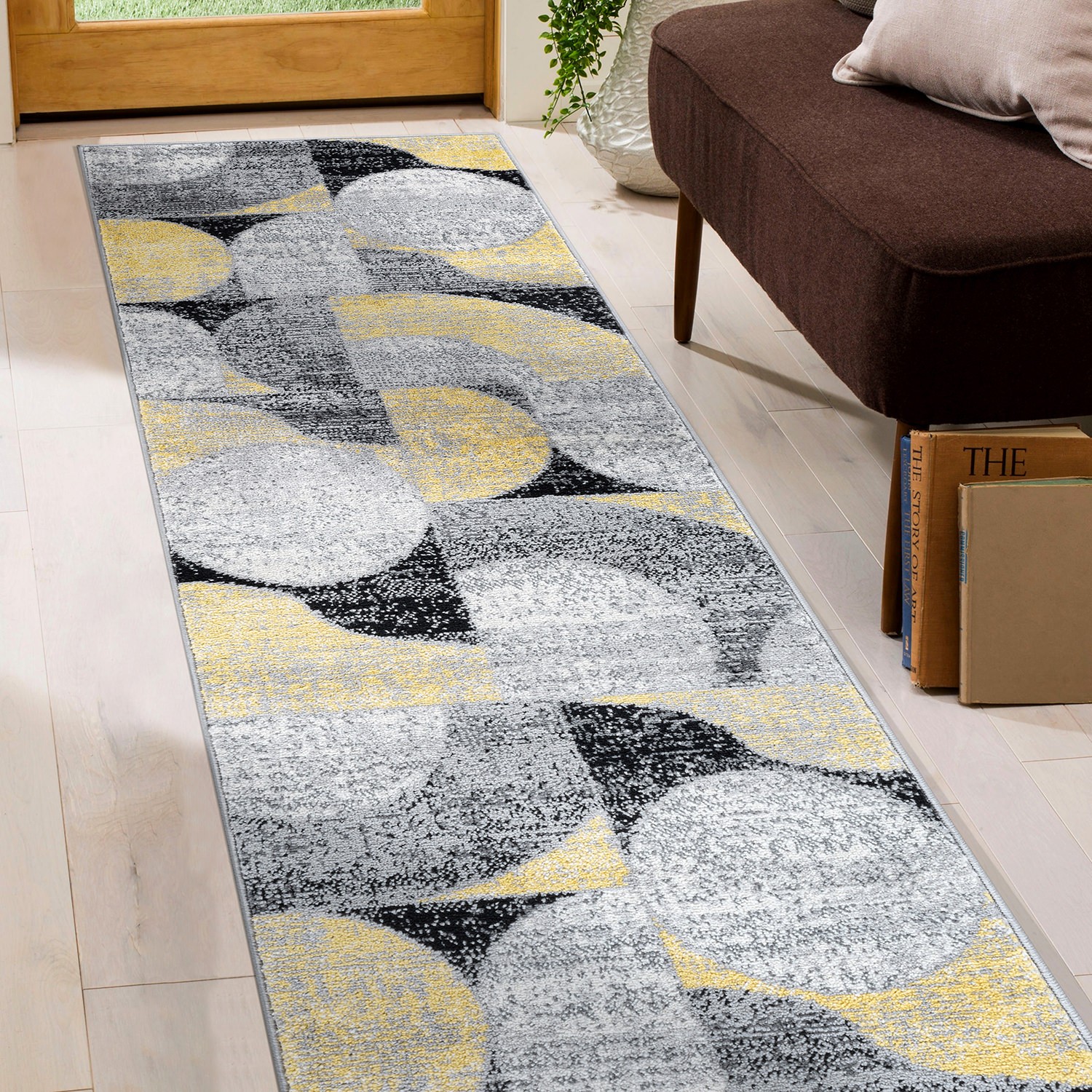 Rugshop Rugs Runners Geometric Design Hallway Rugs Bedroom Rug Yellow Rugs 2×7