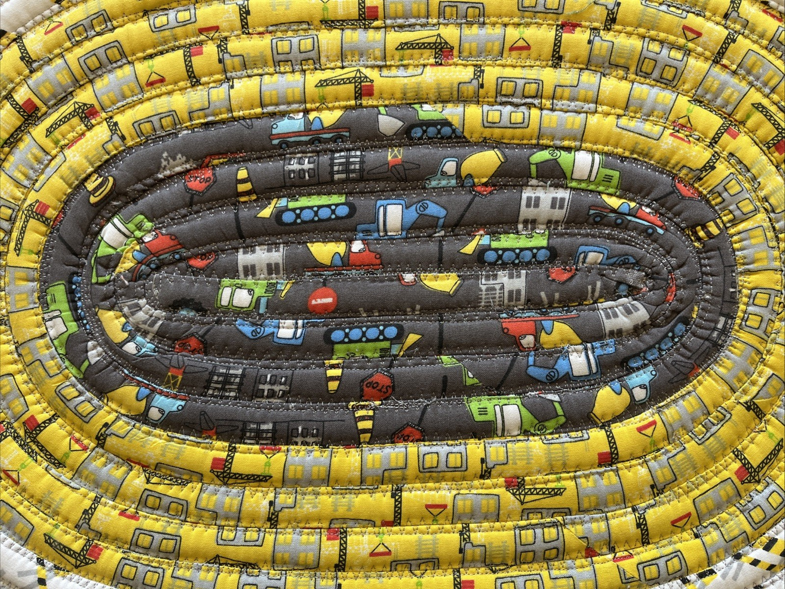 Jelly Roll Rug Handmade Sewn Washable Reversible Rug Truck Kids Construction