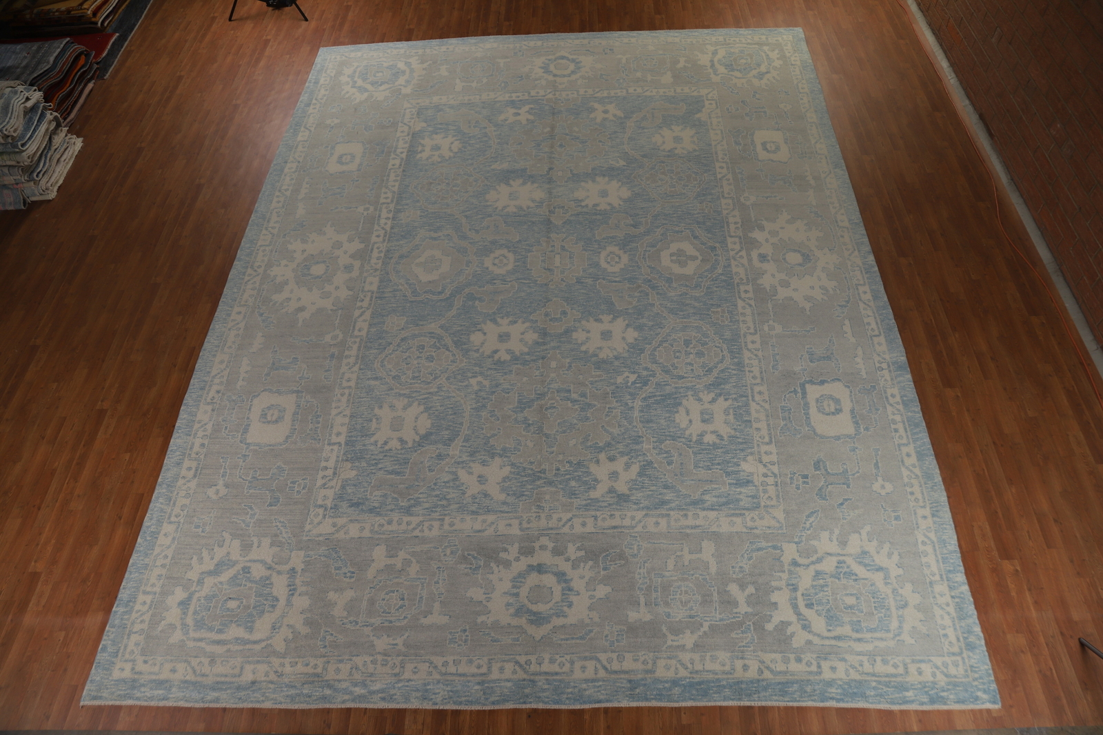 Vegetable Dye All-Over Oushak Wool Handmade Large Rug 14×18 ft Turkish Carpet