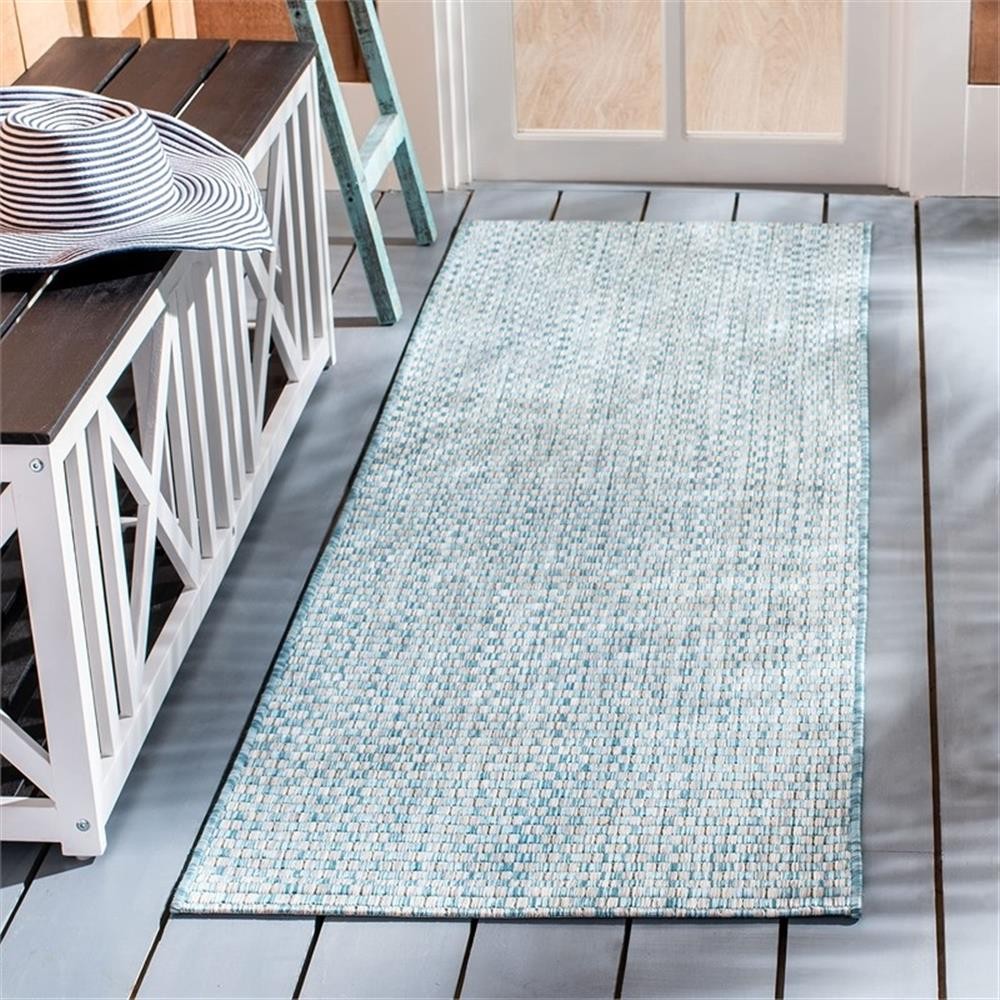 Pemberly Row 2’3″ x 14′ Extended Runner Rug in Light Blue and Light Gray