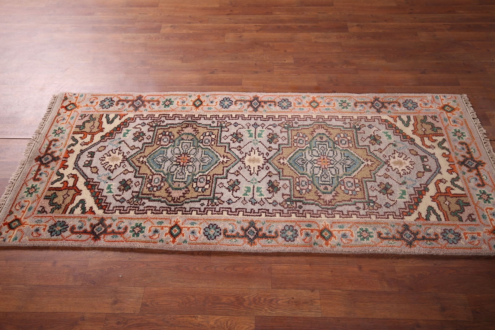 Heriz Serapi Indian Hand-Knotted Accent Rug Wool 3×6 ft Rug