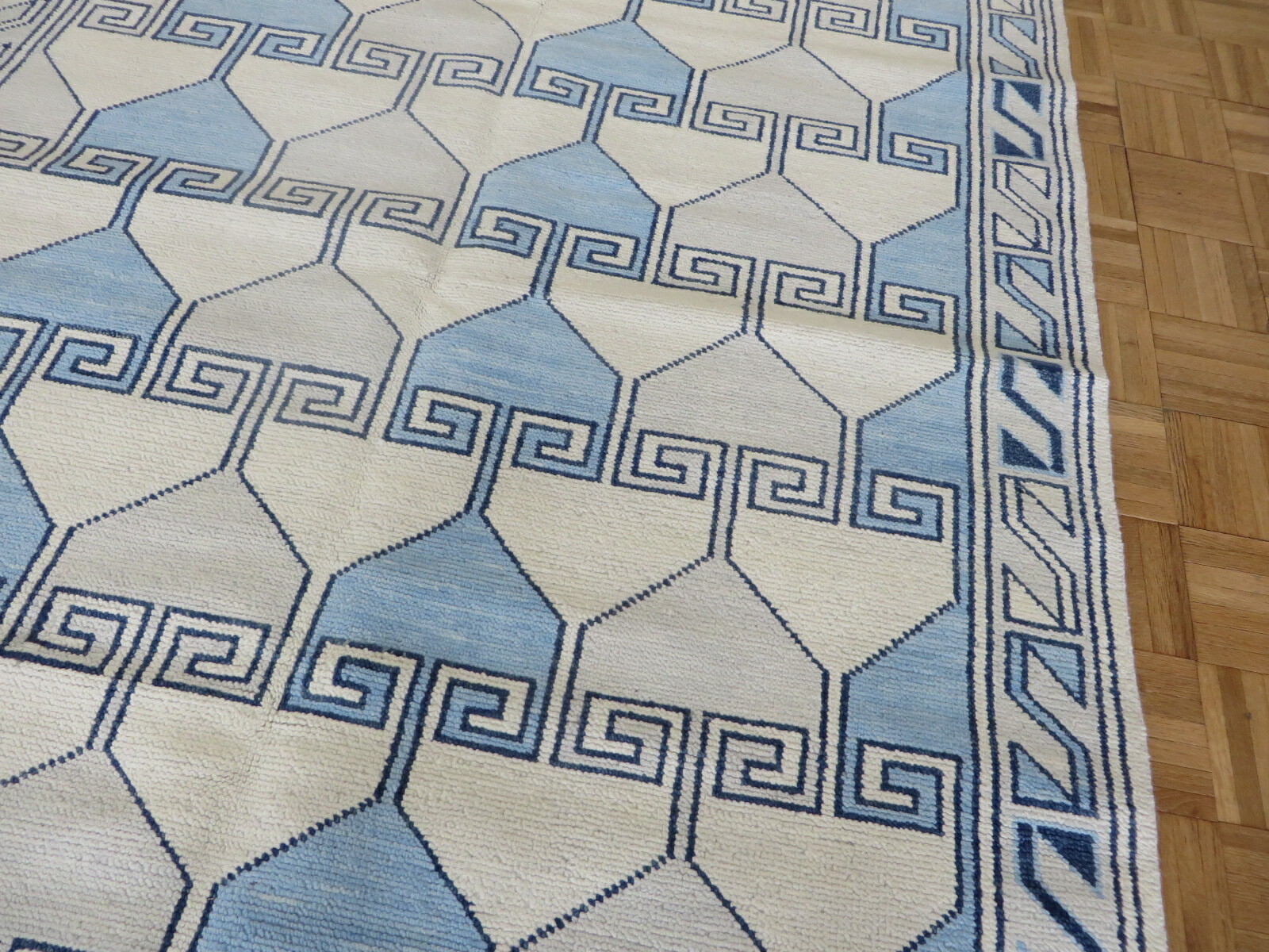 5’1 x 6’7 Hand Knotted Light Blue Geometric Oushak Oriental Rug G11891