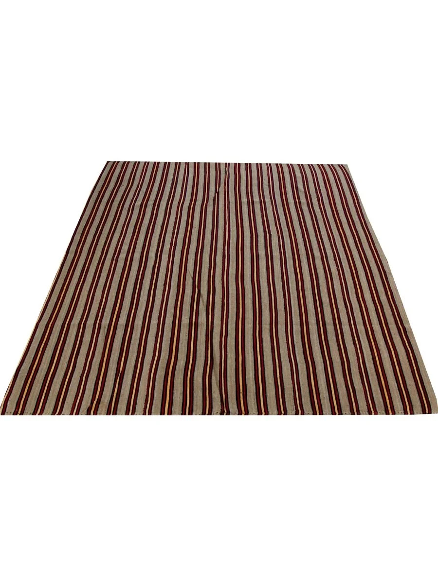 6×7 Handwoven Kilim Area Rug – Striped Pattern Wool Rug – Free US Shipping