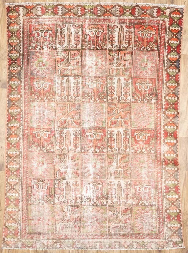 Semi-Antique Distressed Floral Tribal Oriental Living Room Carpet 6’6×8’11 Ft