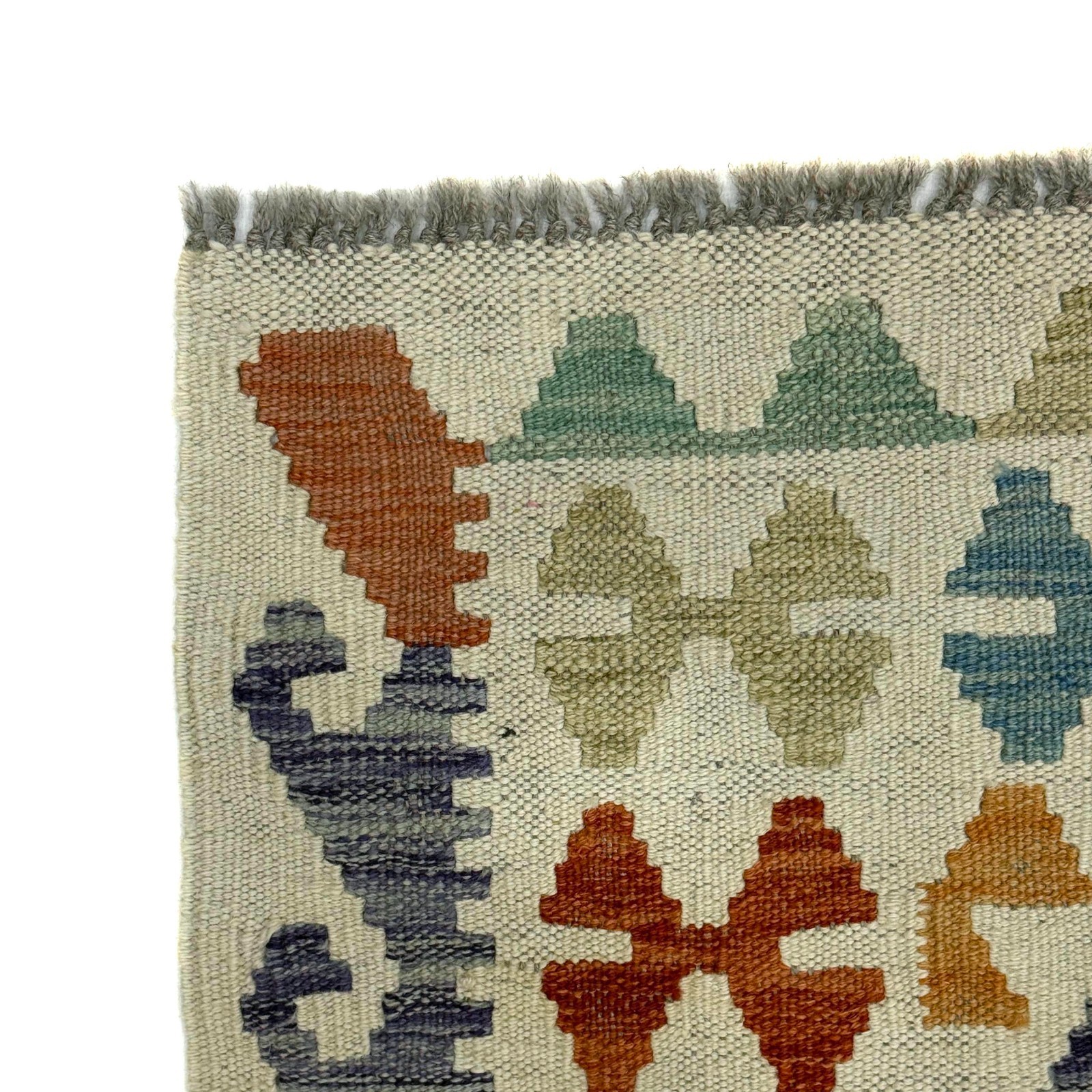 New Afghan Handmade White Rugs Kilim Flat Woolen Tribal Carpet 2.6×4.0 Ft R38338