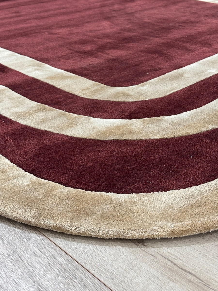 Hand-Tufted Burgundy Wool Area Rug Scandinavian Modern Living Room, bedroom rug