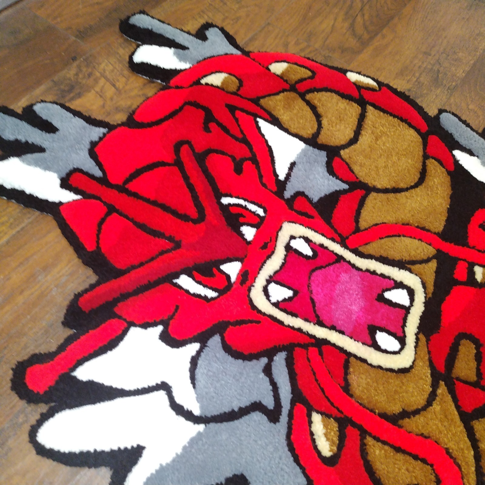 Handmade Custom Rug Gyarados Pokemon Shiny Red Anime Cartoon Dragon Water