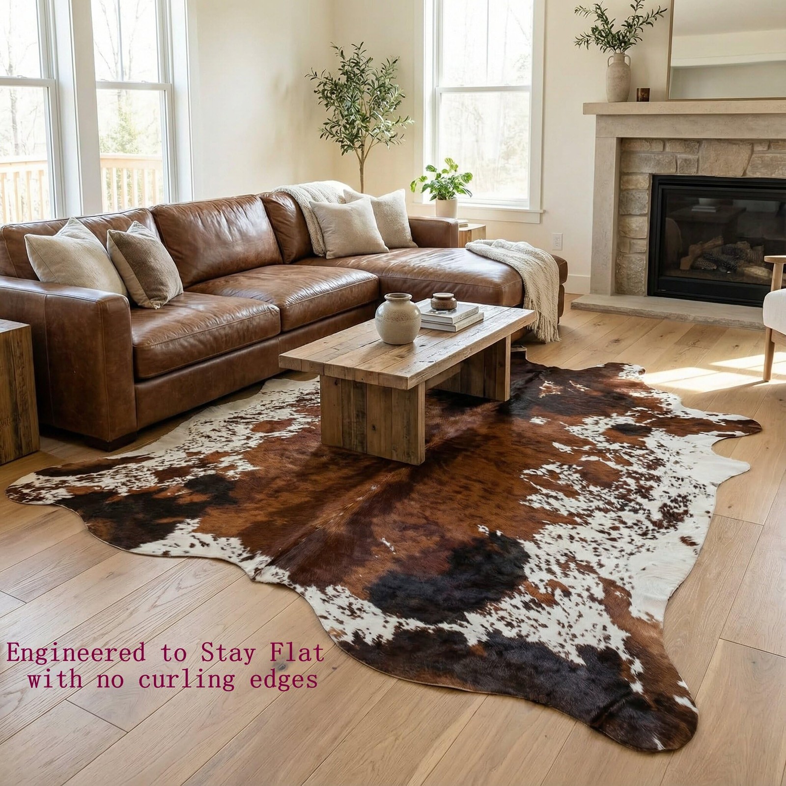 Jaccaws Faux Cowhide Rug Large 6.2Ft X 8.2Ftnatural Pattern Tricolor Cow Print