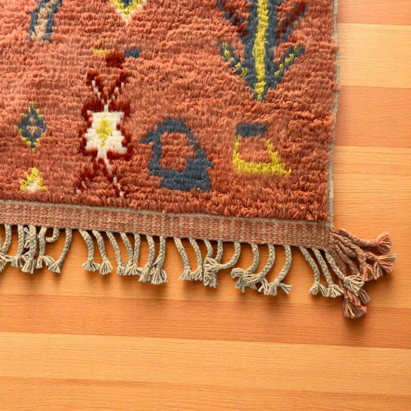 Boho Moroccan Kilim Rug Terracotta Tribal Area Carpet Handwoven Berber Rug