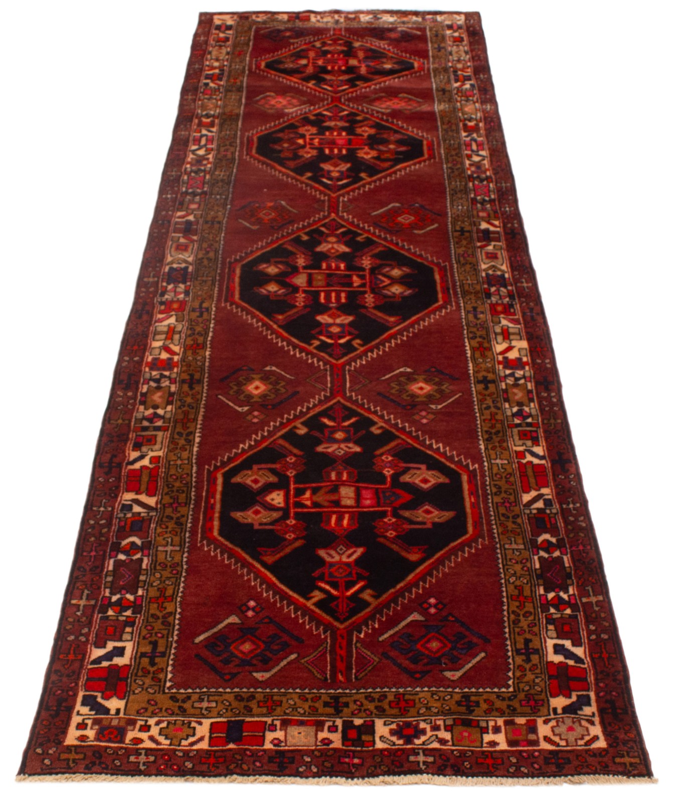 3’11” x 13’3″ Vintage Hand-knotted Runner Rug Traditional Oriental Wool Carpet