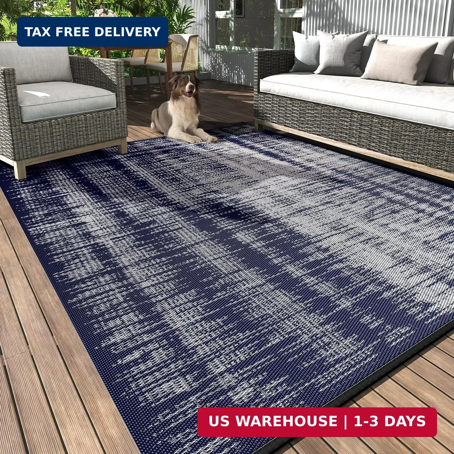 Outdoor Rug Waterproof 6X9 Ft Outdoor Patio Rug Mat Reversible Plastic Straw out