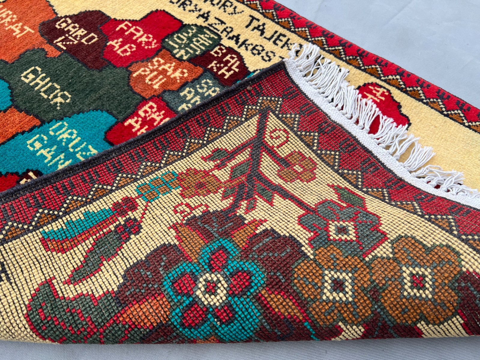 2 x 2’9 Ft Afghan Map Rug Pictorial Afghanistan Design Handmade Wool Carpet
