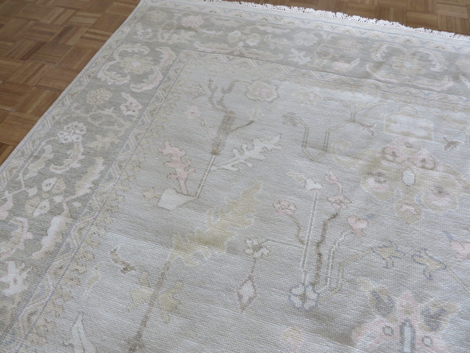 9’1 x 12 Hand Knotted Gray Modern Oushak Oriental Rug G16911