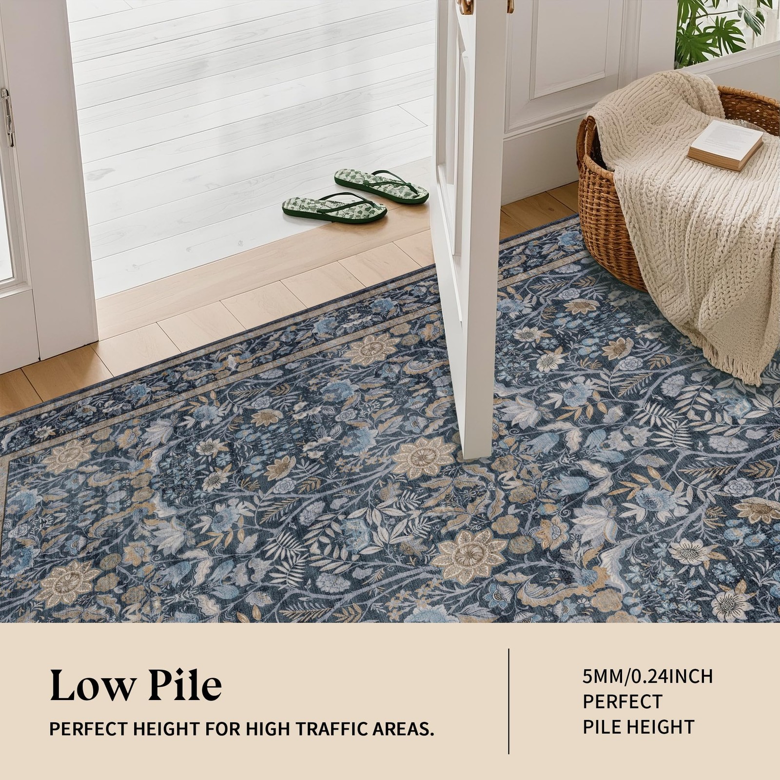 Luxcrest Blue 5×7 Area Rug Vintage Floral – Blue And Beige H080-BLUE-5070