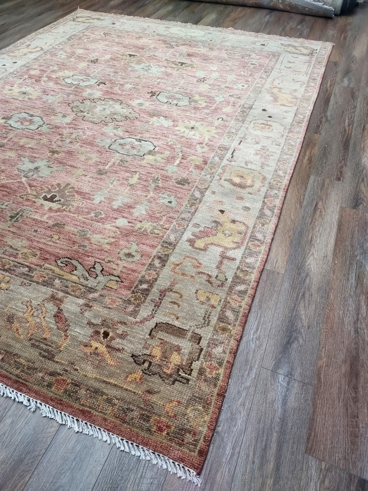 TURKISH OUSHAK RUG.MODERN MULTICOLORED AREA RUG 9×12 Ft, HANDMADE BOHEMIAN RUG