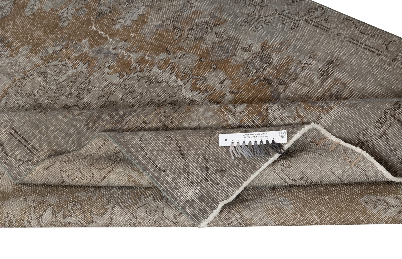 5.5×8 Ft Gray Overdyed Vintage Turkish Rug. Hand-Knotted Carpet for Modern Home