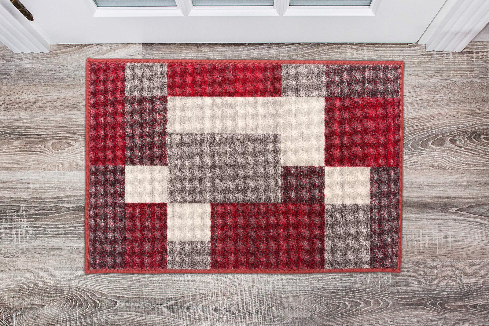 Modern Boxes Design Non-Slip Non-Skid Area Rug 20″ X 30″ Red