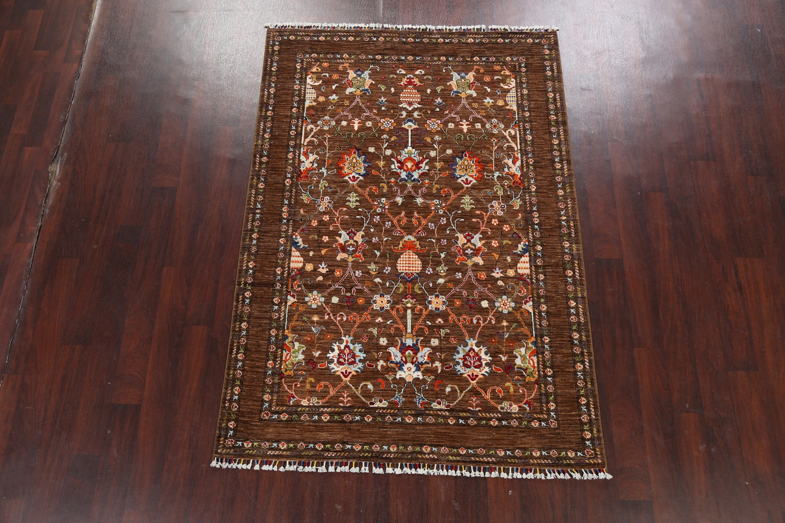 100% Vegetable Dye Brown Wool Ziegler Oriental Area Rug Hand-made Carpet 5×7
