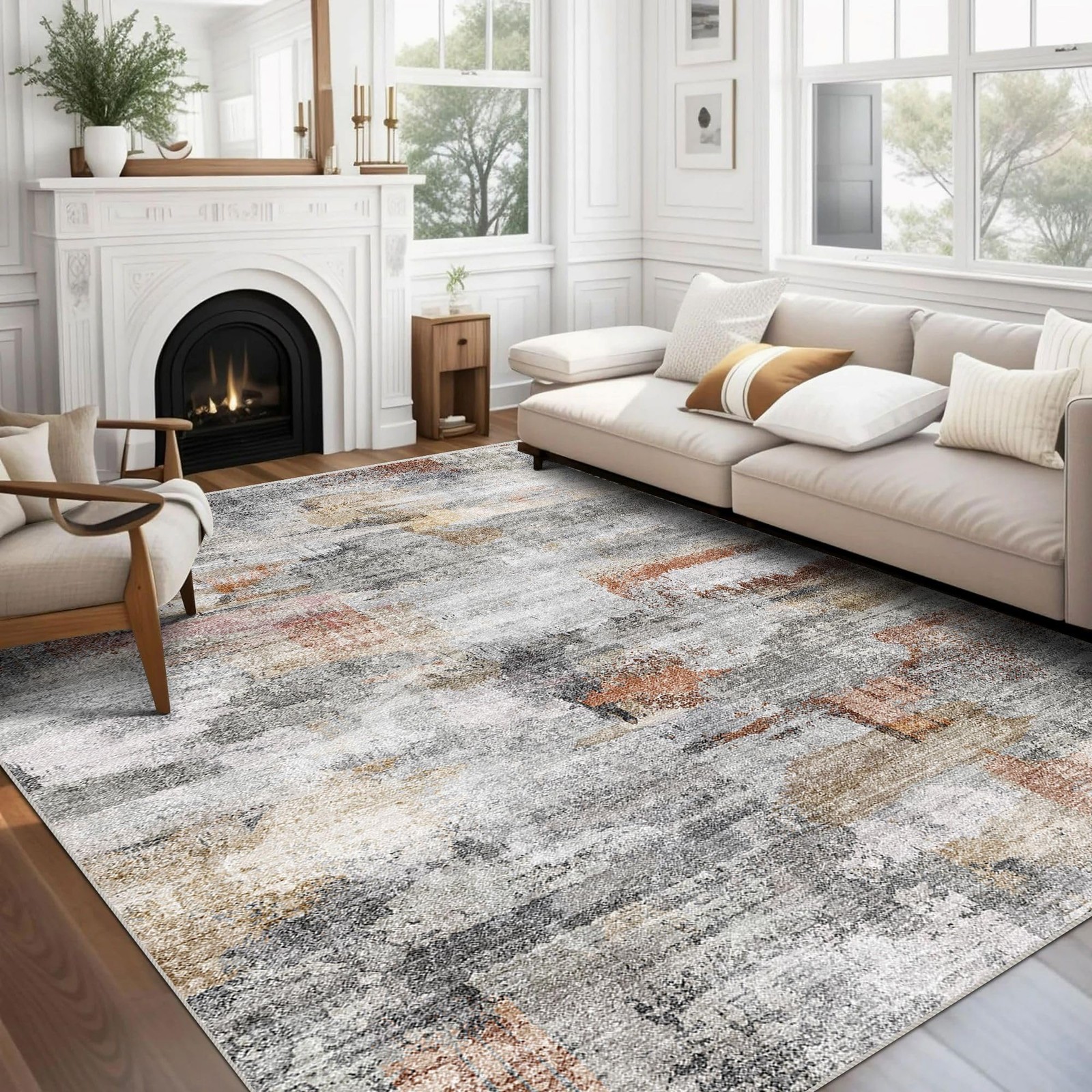 vivorug Washable Rug, Ultra Soft Area Rug 6×9, Non Slip Abstract Rug Carpet, …