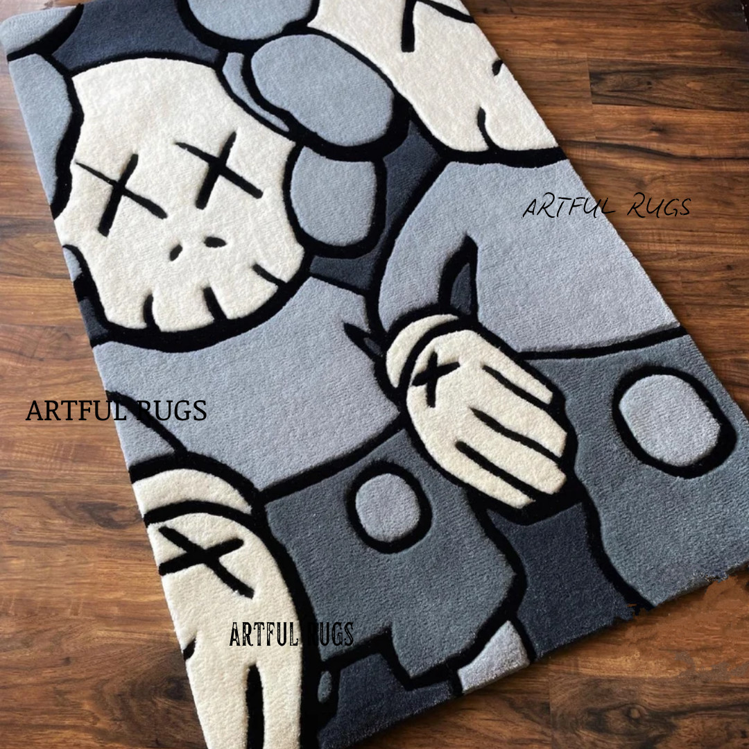 KAWS Design Hand Tufted Wool Area Rug – Colorful, High Quality, New & Trending