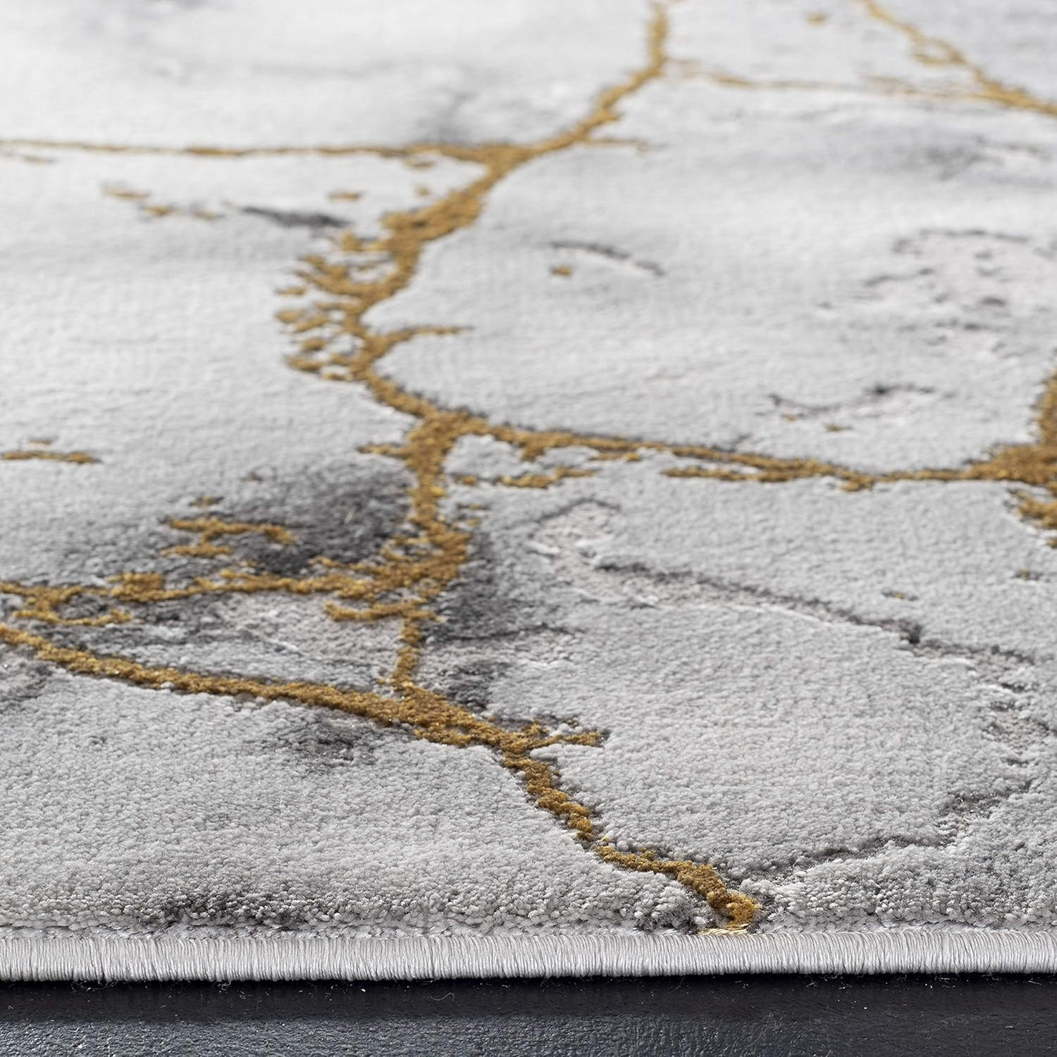 Craft Collection Area Rug – 6’7″ X 9′, Grey & Gold, Modern Abstract Design, Non-