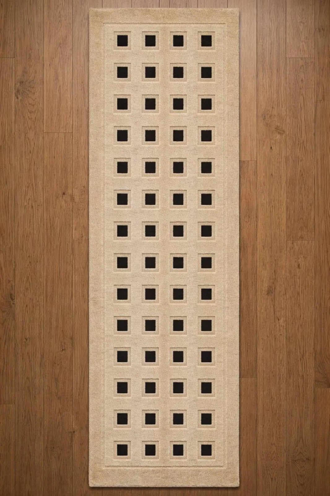 Handmade Hand-Tufted Wool Modern Geometric Square Pattern Rug