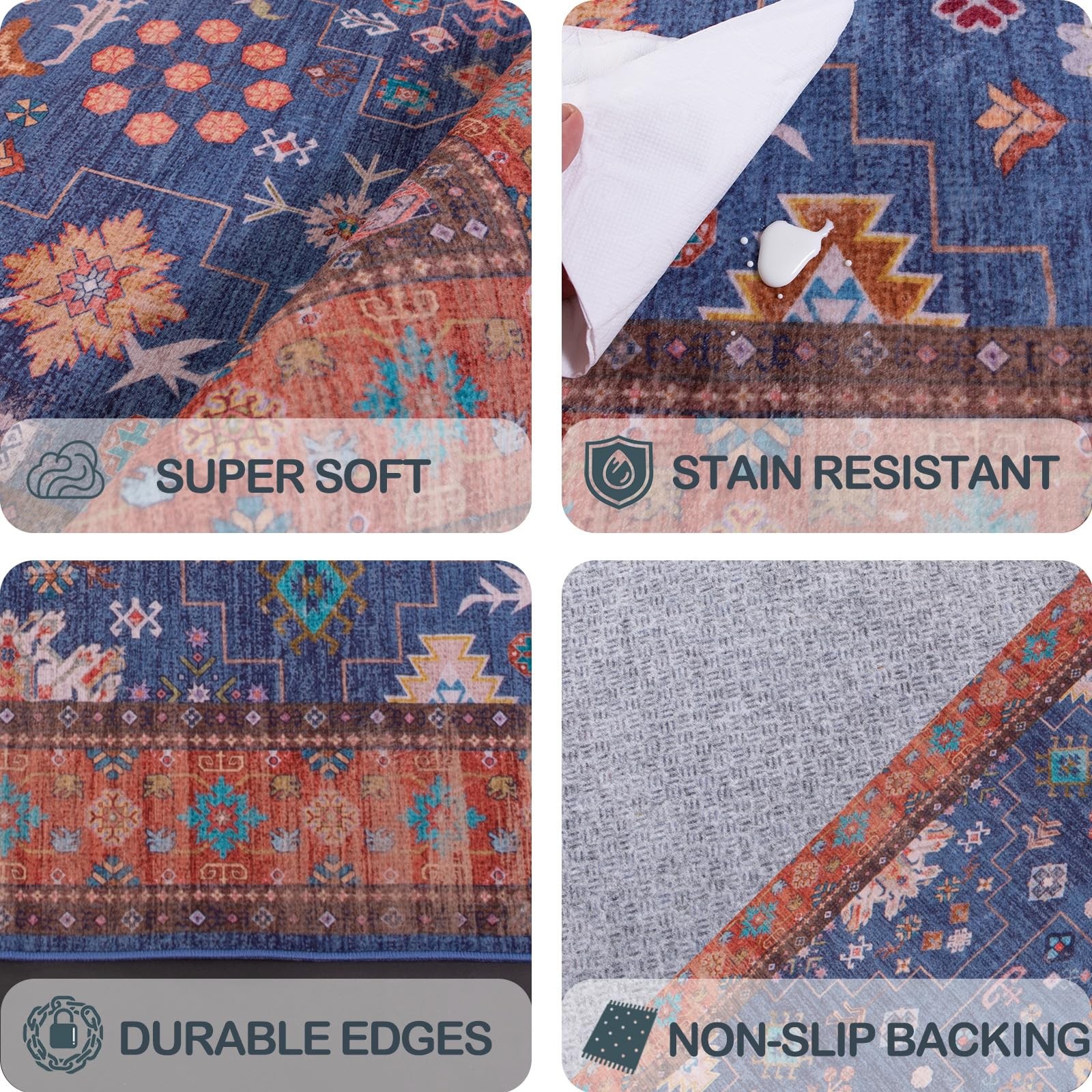 Washable 2’6″ x 10′ Runners for Hallways, Non-Slip Stain Resistant Long Floor…